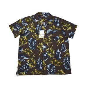 Milano Bay Men's XL Hawaiian Shirt NEW WITH TAGS Brown Floral Button Up